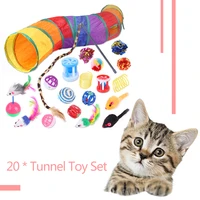 traning dogs agility toys supplies 2120pcs cat teasing pompom ball feather wand pets kitten teaser replacement toys