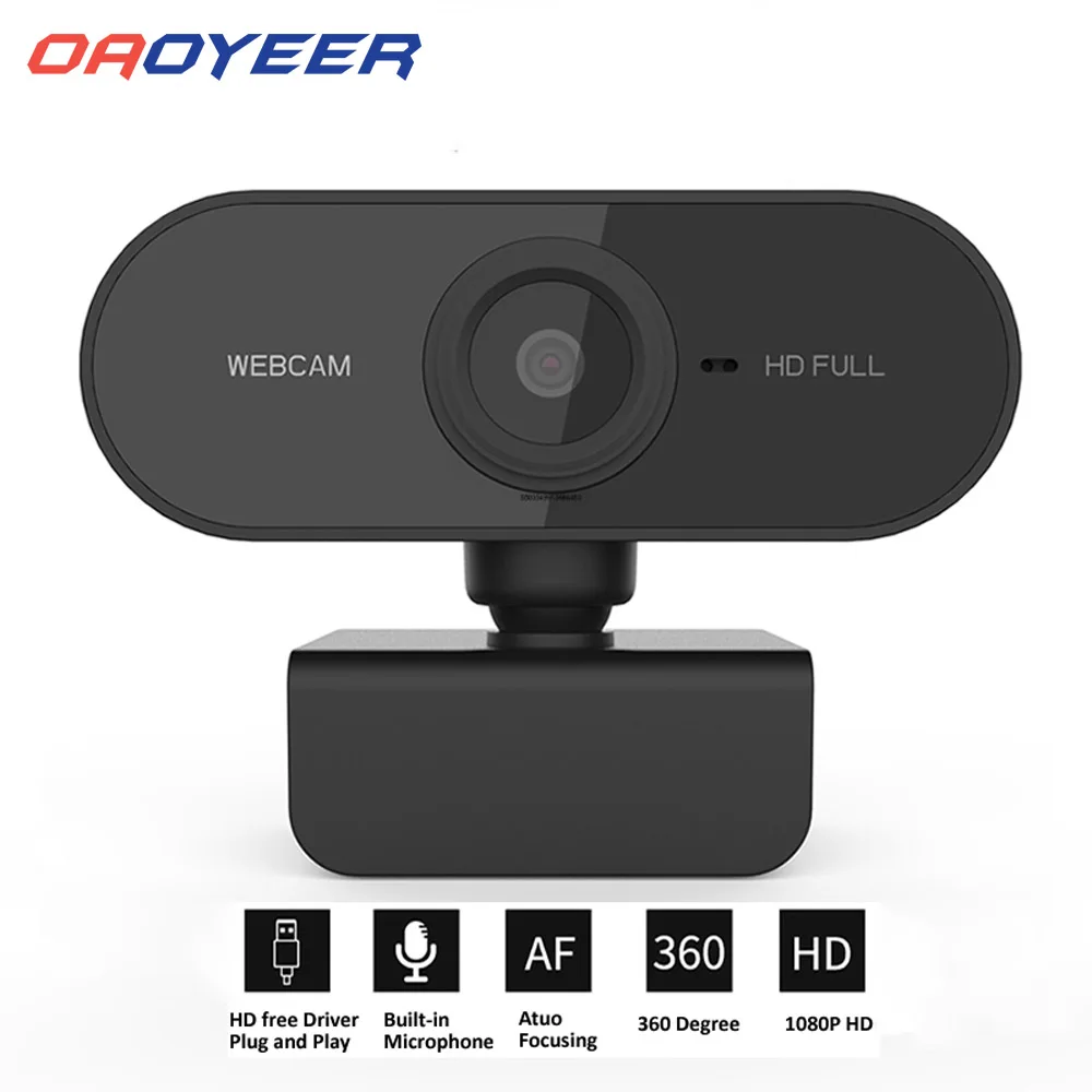 

Oaoyeer HD1080P Webcam Mini Computer PC WebCamera with Microphone Auto Focus USB Cameras Rotatable Web Camera for Computer