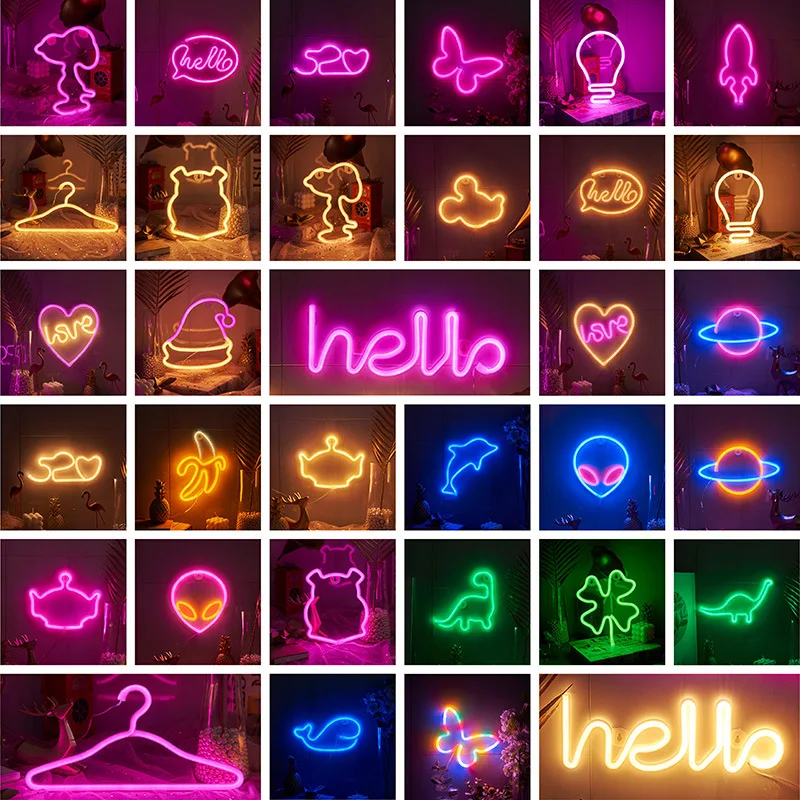 

Neon Led Lights Sign Moon Lightning Planet Neon Light Lamp Love Bat Cloud Neon Signs for Room Home Decor Party Wedding Wall Art