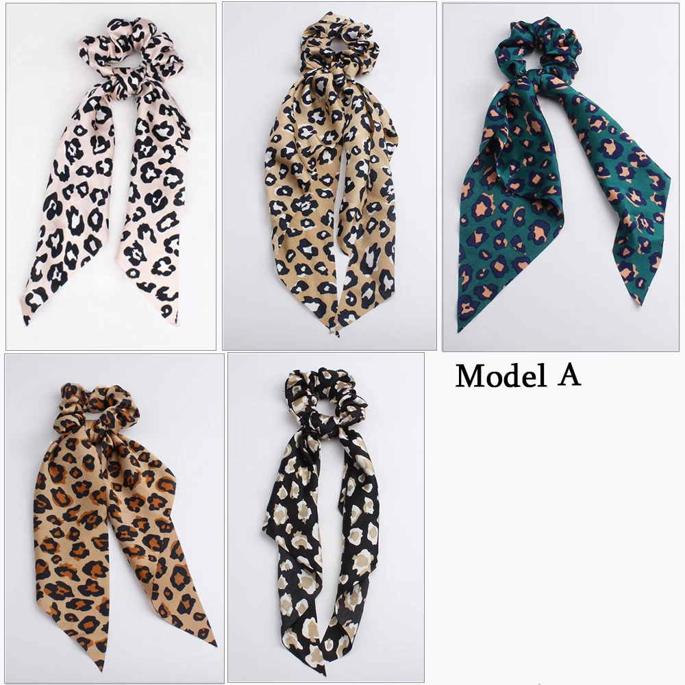 Резинка для волос женская с леопардовым принтом эластичная лента цветочным в