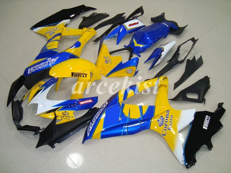 

4 подарки Новый ABS Обтекатели комплект подходит для SUZUKI GSXR600 GSXR750 08 09 10 R600 R750 K8 GSXR 600 750 2008 2009 2010 Желтый Синий Корона