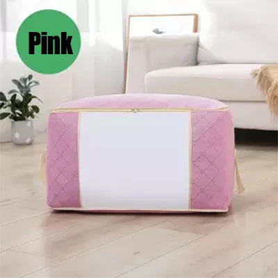 Waterproof Thick Quilt Storage Bag Large Capacity Clothing Storage Box Moving Luggage Packing Bag - Цвет: Horizontal pink