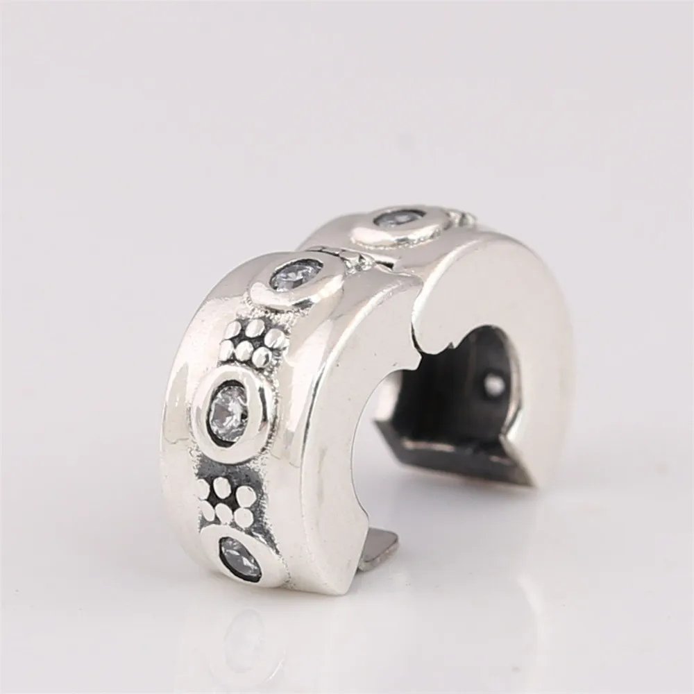 

Genuine 925 Sterling Silver Charm Sparkling Crown O Clip Beads Fit Women pan Bracelet & Necklace Diy Jewelry