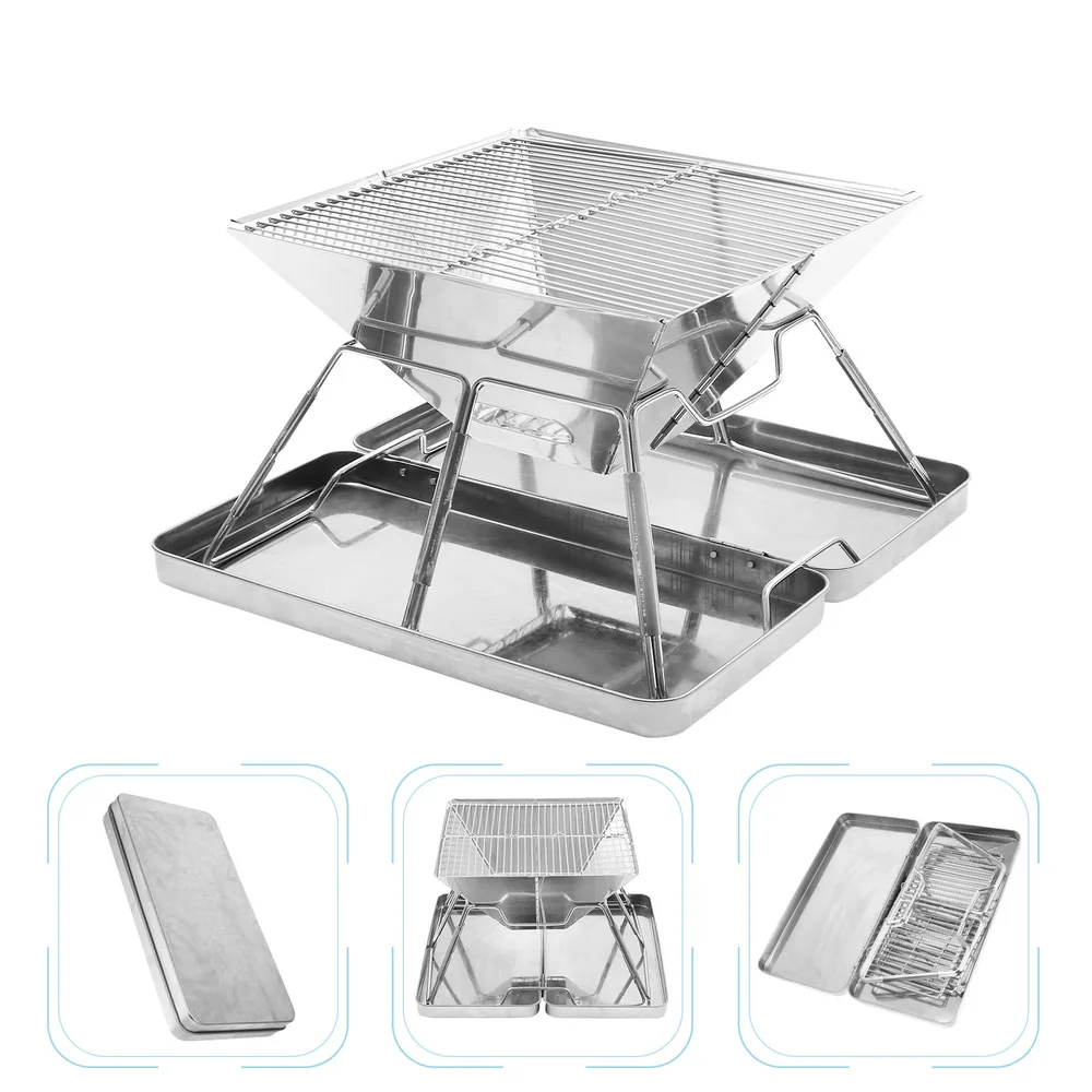 

1Pc Stainless Steel Barbecue Rack Outdoor Portable Grill Camping Tool Silver