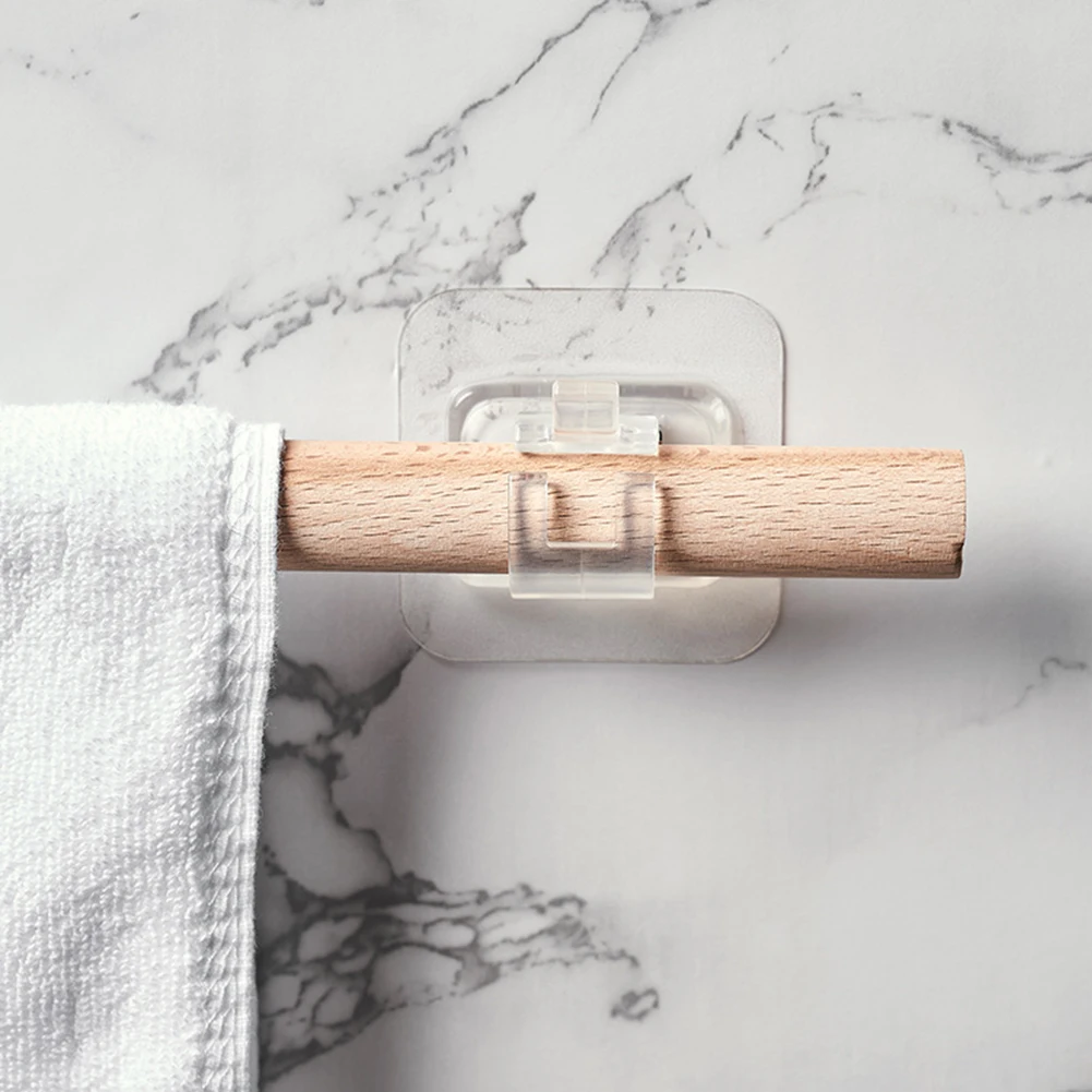 

2PCS Hooks On The Wall Towel Shelf Fixed Clip Open Buckle Hanging Rod Adhesive Clip Curtain Self Adhesive Hooks For Hanging