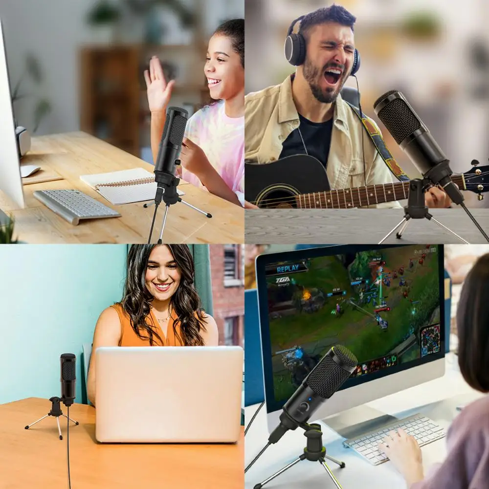 

Professional Condenser Microphone USB Microphone for Computer Studio Mic with Shock Mount for Recording Singing Youtube Skype