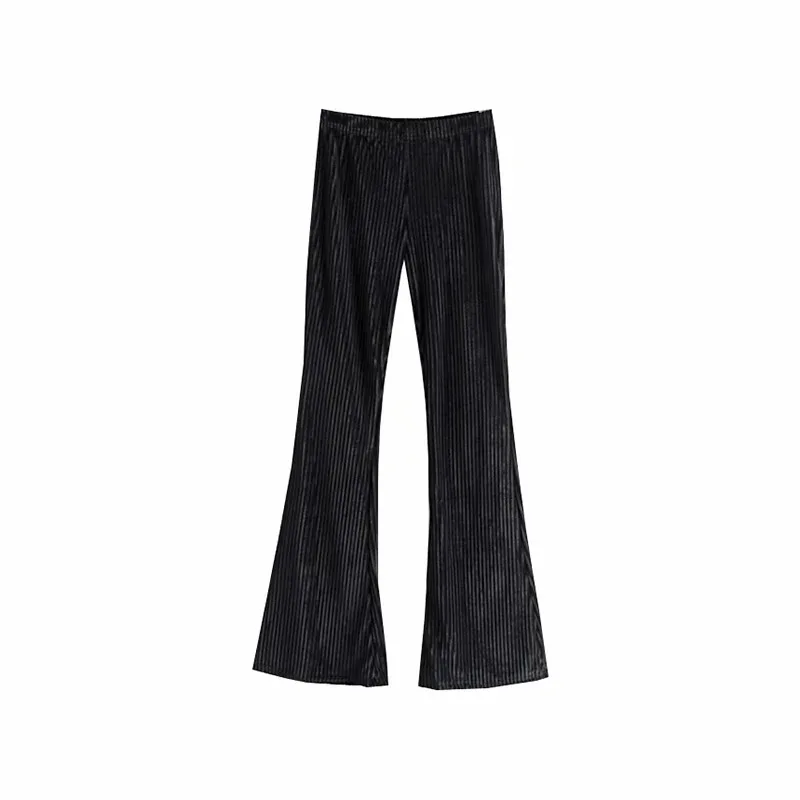 

TVVOVVVIN Fashion New Women's Spring High Waist Slim Trousers Vintage Casual Striped Loose Flared Pants 03U5