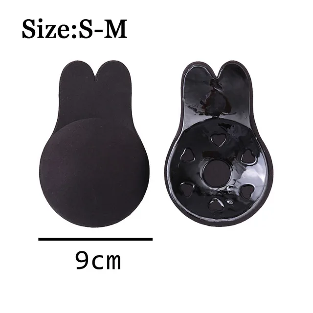 black for AB cup Halyuhn лента для подтягивания груди, 1 пара силиконовых ниппелей с кроличьими ушками, клейкий бюстгальтер без бретелек с открытой спиной, невидимый липкий бюстгальтер пуш-ап - Цвет: black for AB cup
