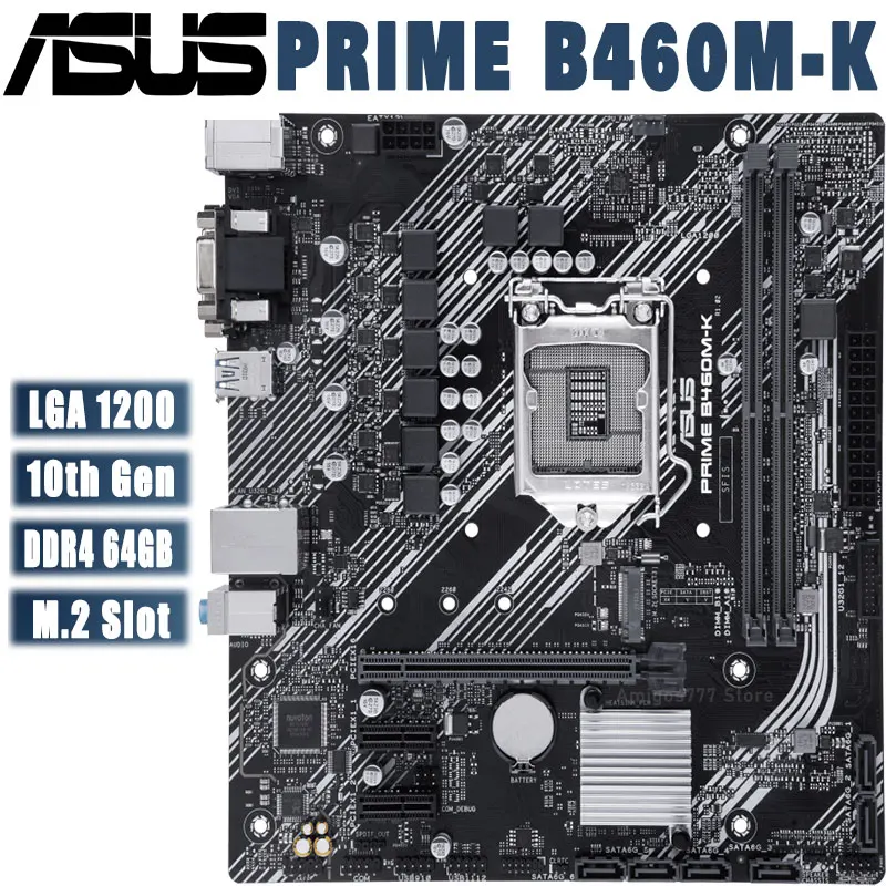 Günstig Maindboard ASUS PRIME B460M-K LGA 1200 10th Gen Ddr4 64gb M.2 Chia USB 3,2 OC VGA Intel B460 Micro ATX Desktop Mainboard Verwendet