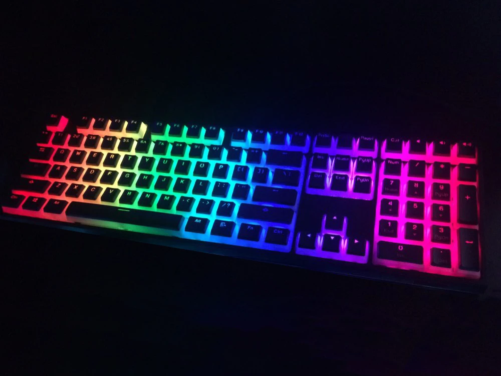 Цветная(RGB) 104 PBT двойной выстрел пудинг 2 слоя прозрачный с подсветкой колпачки для Механическая игровая клавиатура MX Настенные переключатели