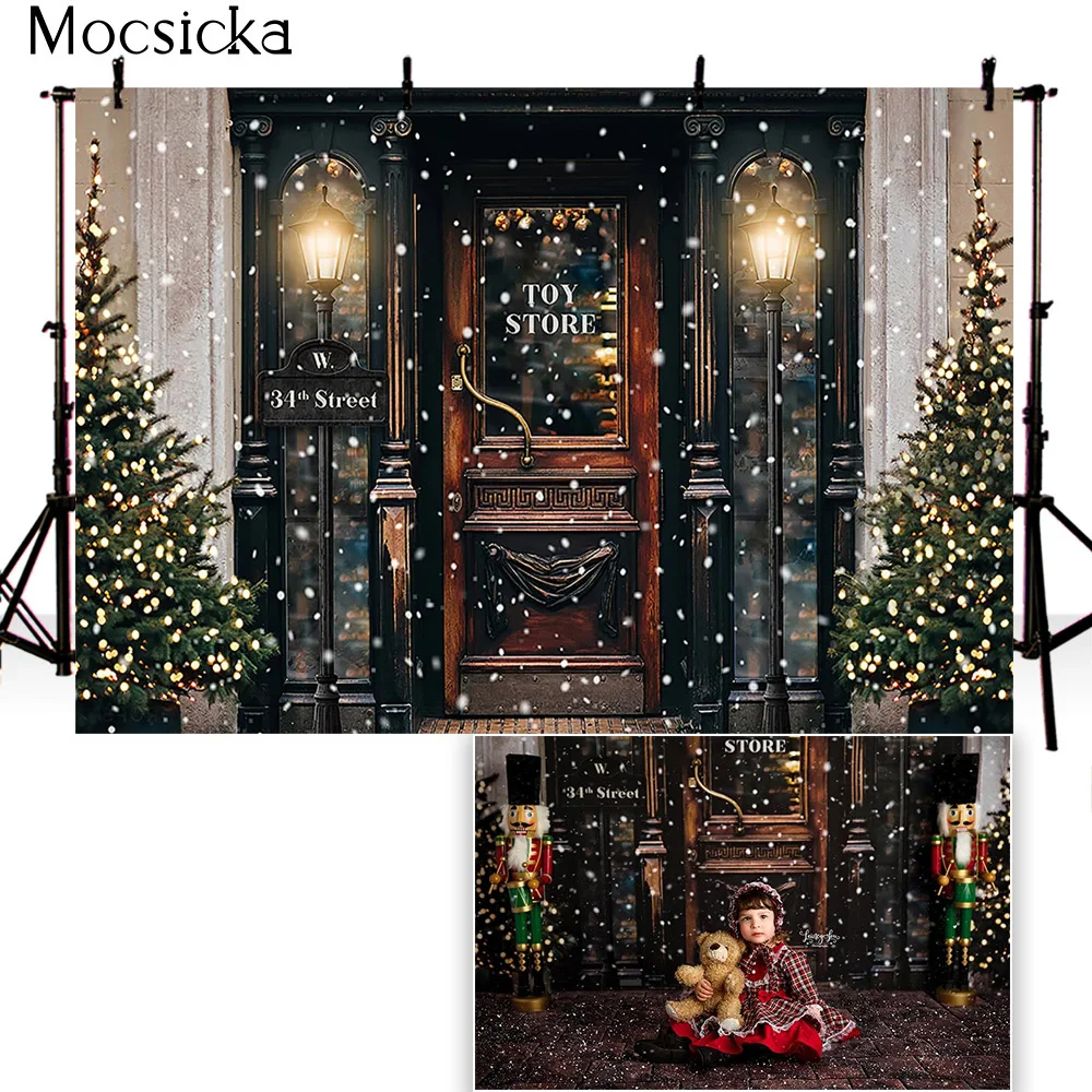 34 улица игрушка магазин фон для фотографии Рождественская елка зима