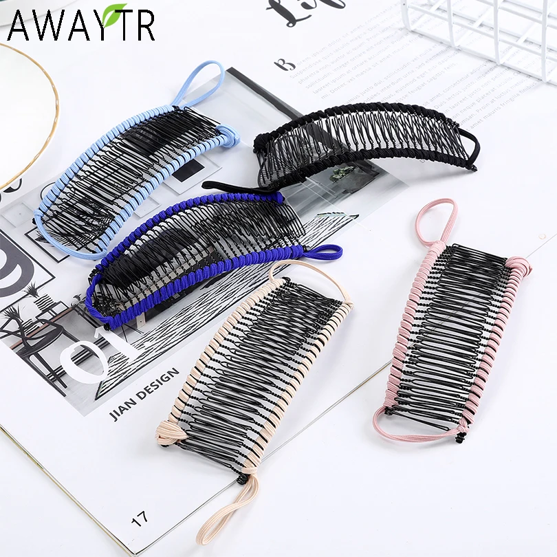 Женская заколка-банан расческа для волос растягивающаяся профессиональная