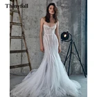 Модные кружевные Длинные свадебные платья с юбкой-годе без рукавов 2022, пляжные свадебные платья для невесты, женское платье