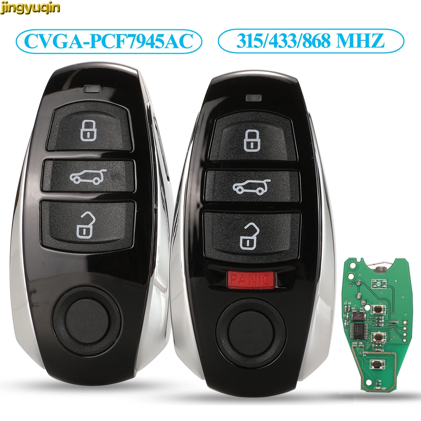 

Jingyuqin Remote Smart Car Key Control PCF7945AC 315/433/868MHZ For VW Volkswagen Touareg 2010-2014 Hitag CVGA 3/4 Buttons