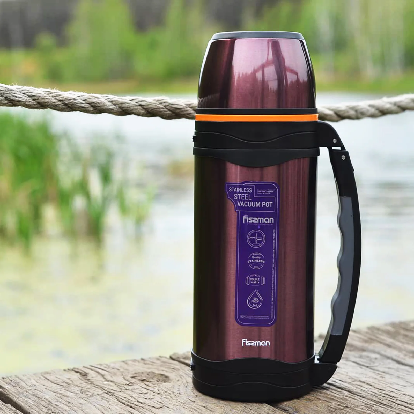 FISSMAN 2000 мл двухслойная вакуумная фляга из нержавеющей стали уличная