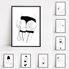 Художественный постер Naked Line, женское тело, винный минимализм, холст, живопись, абстрактная Настенная картина для бара, спальни, домашний декор