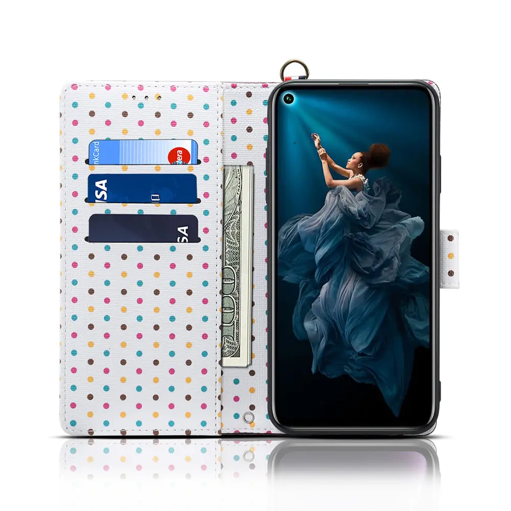 Милый чехол для телефона huawei honor 8X 10i 20i 20 10 Lite shell honor 20 pro view 20 кошелек, Обложка capa с шейный ремешок