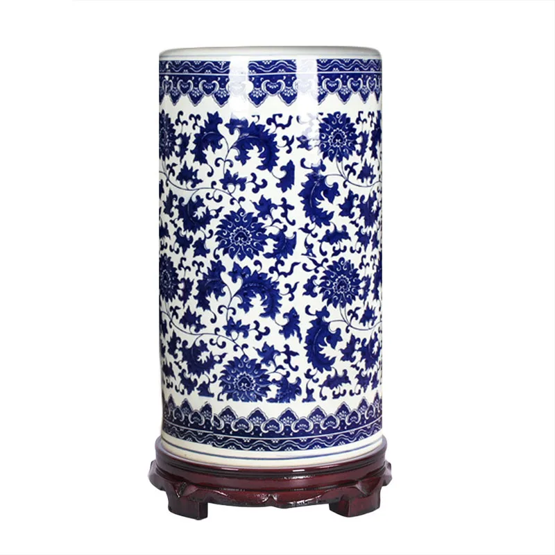 

Handicraft Ceramic Vases Classical Blue and White Porcelain Floor Vase Floral Arrangement Crafts Vintage Home Decor Storage Jar