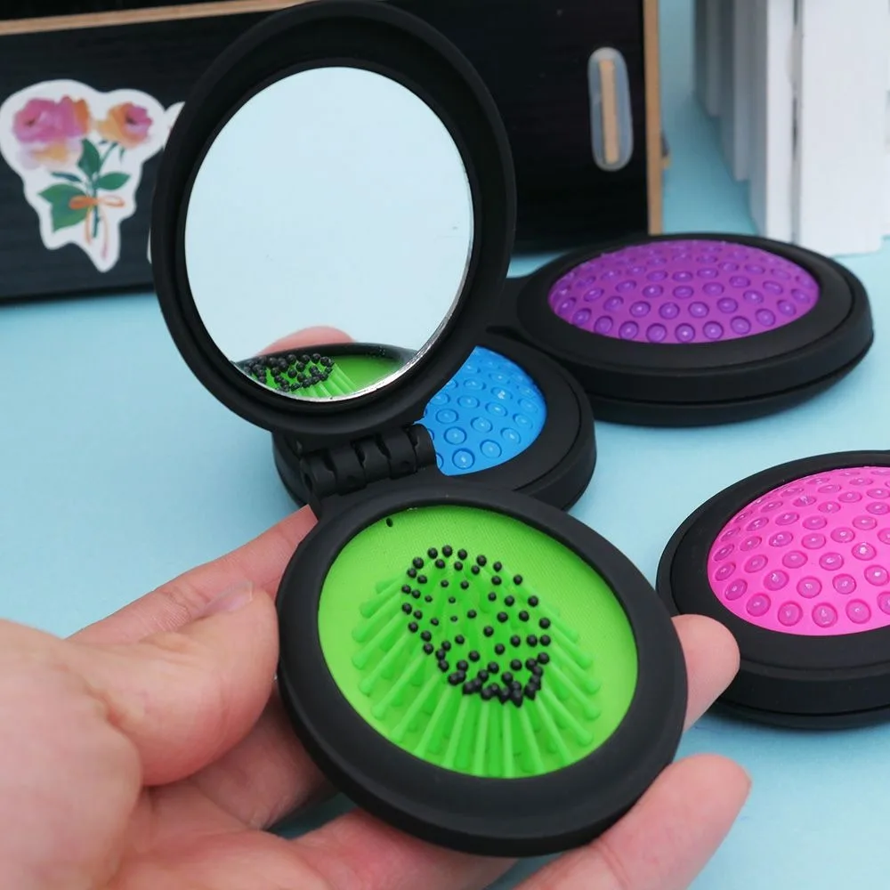 1 шт. портативная мини зеркальная Складная Расческа для девочек массажная