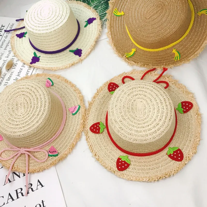 Детская соломенная шляпа для мальчиков и девочек Панама Пляжная шапка от солнца