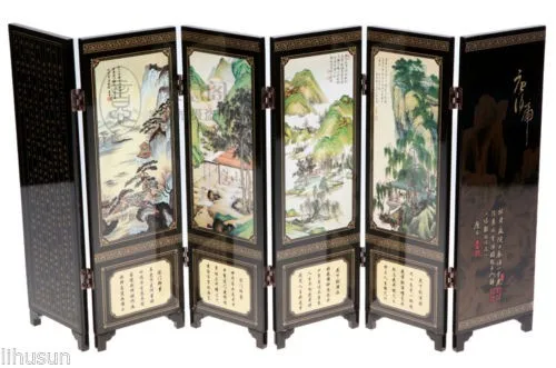 Складной экран из шести предметов с деревянным лаком для гор и рек | Дом сад