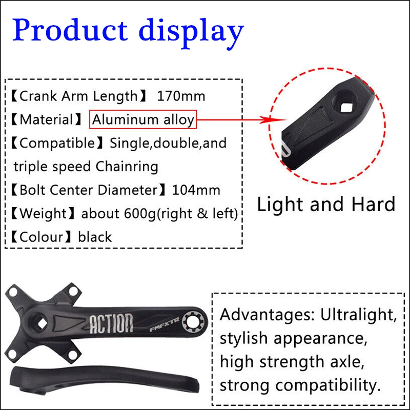 FMFXTR MTB велосипедная система 26T 38T цепь 64/104BCD 170 мм Crank стальные горные велосипеды запчасти дорожных велосипедов аксессуары
