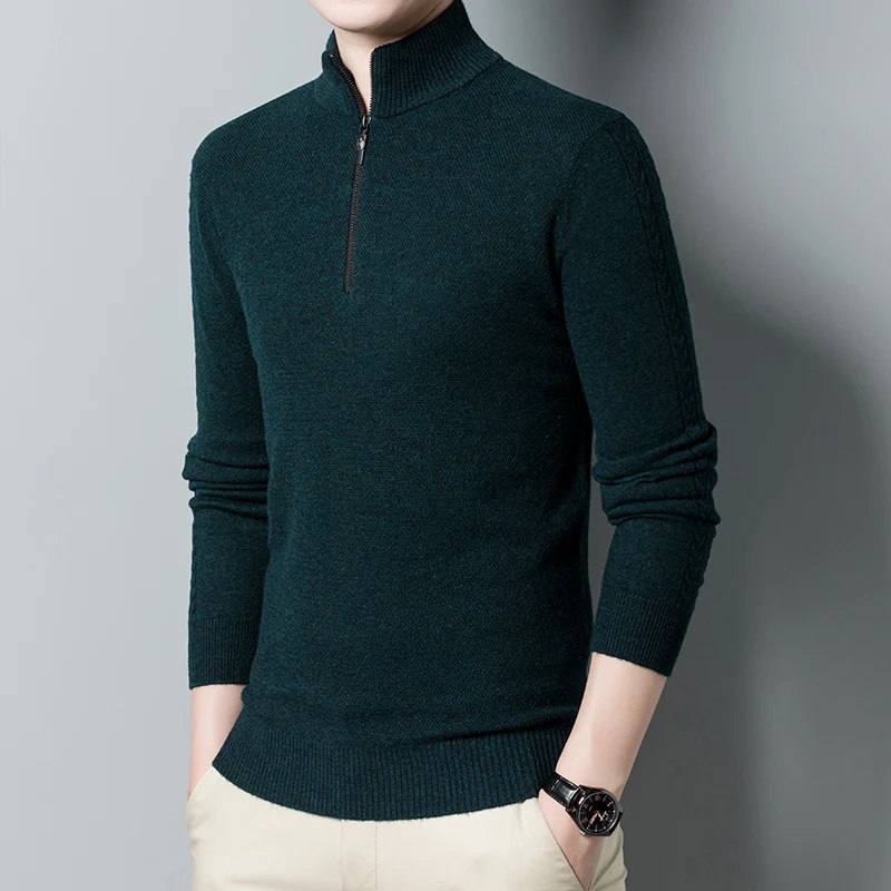 2021 Men's Cashmere Zipper Sweaters Winter & Autumn 100% Wool Pullover Jumper Male Long Sleeve Thick Warm Knitwear Zipper Up