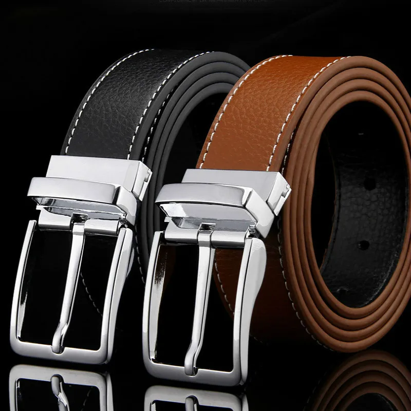 

Cow Genuine Leather Luxury Strap Male Belts for Men New Fashion Classice Vintage Pin Buckle Men Belt High Quality Belts 3.3cm