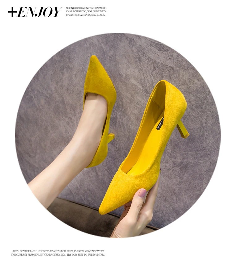 Женские туфли на каблуке 6 см маленькие однотонные тонкие замшевые в европейском