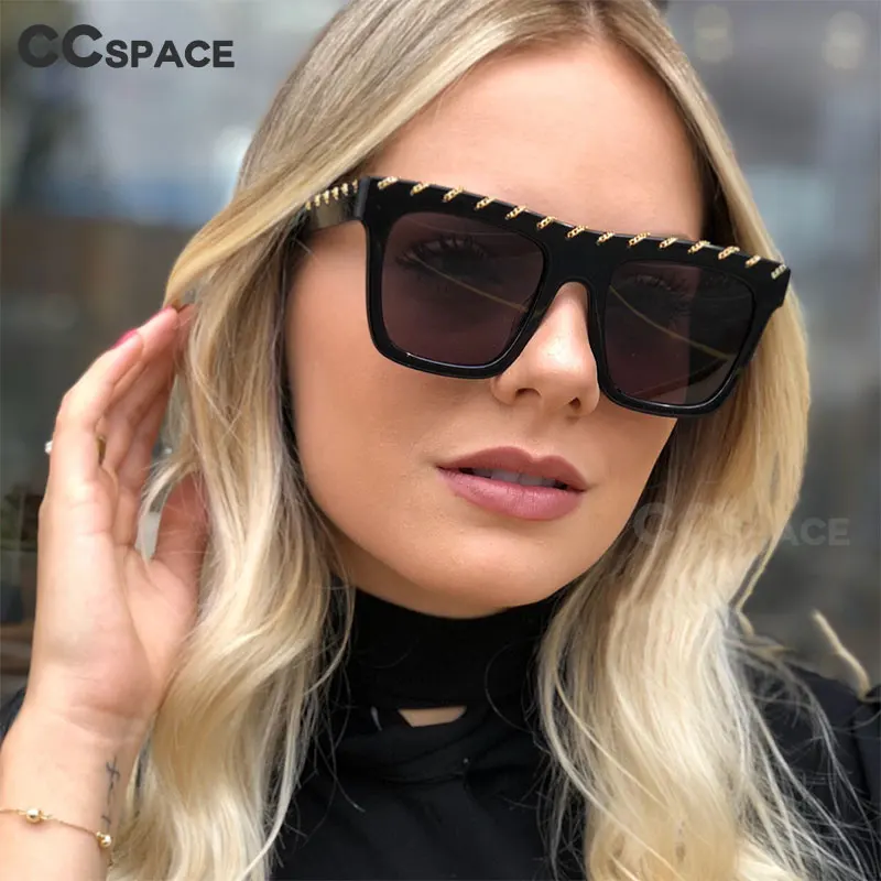 45784 квадратные большие очки с цепочкой унисекс модные защитой UV400 винтажные