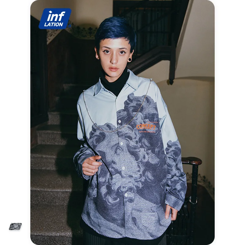 

Мужская Повседневная рубашка с рукавами-фонариками, свободного покроя