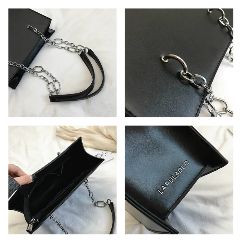 

Retro Leather Handbag 2019 Women Simple Designer Messenger Bags Ladies Small Chain Vintage Solid Color Handbags and Purses