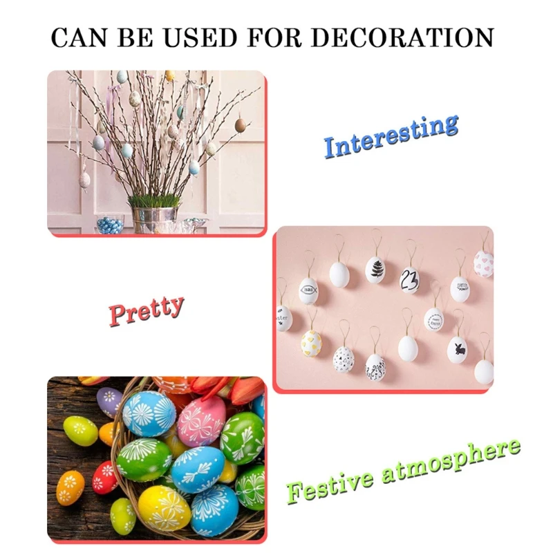 

50pcs DIY Easter Eggs 8pcs Color Pens White Plastic Eggs For Easter DIY Kids Gif