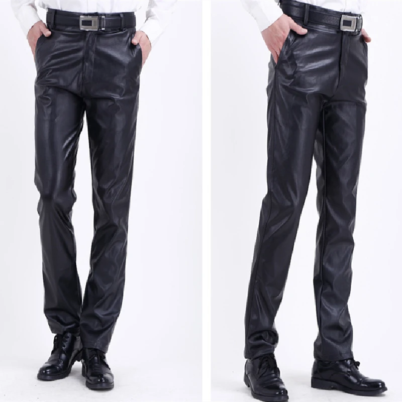 Толстяк размера плюс 45 46 мужские летние тонкие кожаные штаны Модные повседневные
