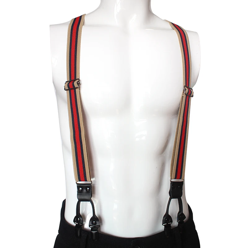 Мужской эластичный пояс унисекс с 6 зажимами в полоску пряжкой 3 см ширина|Мужские