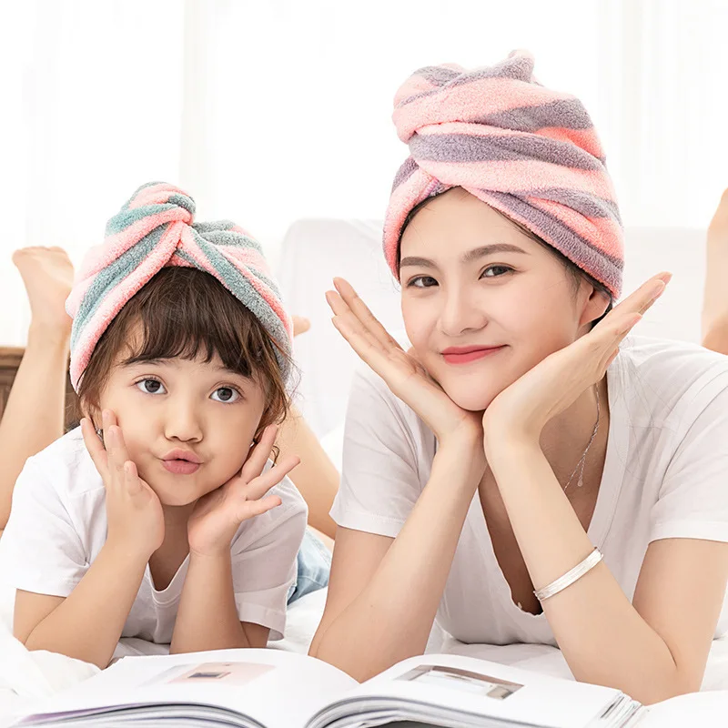

Coral fleece dry hair cap thick double layer adult quick-drying cap super absorbent quick-drying towel shower cap