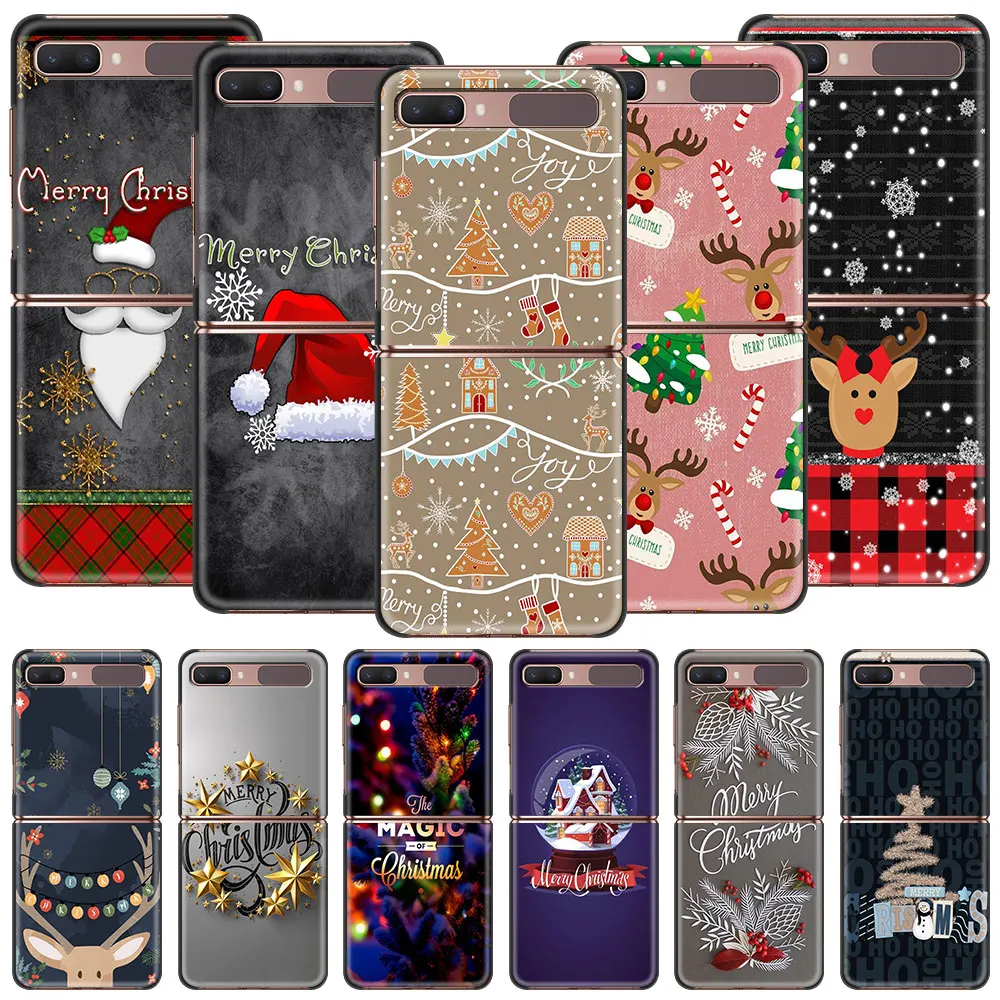 

Merry Christmas Luxury Bag For Samsung Galaxy Z Flip Case Phone Cover Black Hard PC For Samsung Z Flip 5G Foldable Shell Fundas