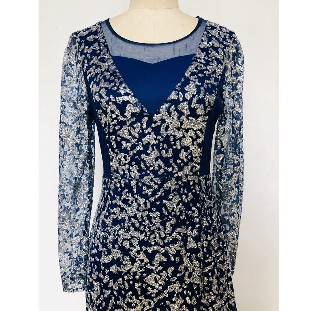 Женское платье с блестками Lugentolo вечерние кружевные платья длинными рукавами и