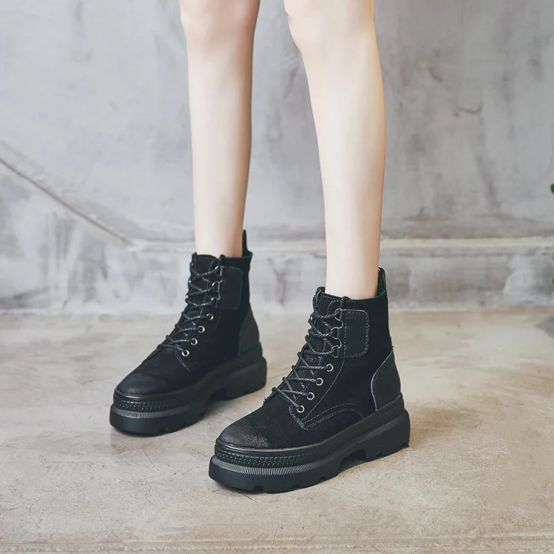 SWYIVY сапоги из натуральной кожи Женские ботинки мартинсы женская зимняя обувь 2019