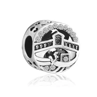 2pcslot new love fence and mysterious house alloy beads hollow round diy jewelry charm beads making brand bracelet gifts