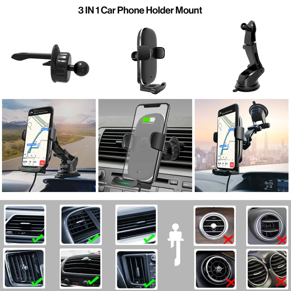 a afh01 car holder 18w qi wireless charger car phone holder for iphone samsung huawei mobile phone bracket pd 3 0 fast charging free global shipping