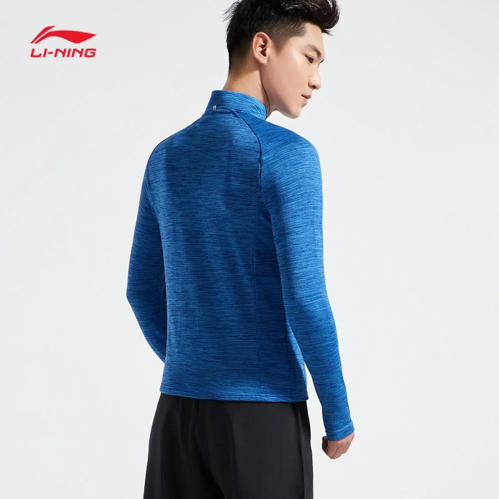 Li-Ning Мужская футболка для бега с длинным рукавом, облегающая, теплая, оболочка, 95% полиэстер, 5% спандекс, подкладка, спортивные топы ATLN147 MTL997