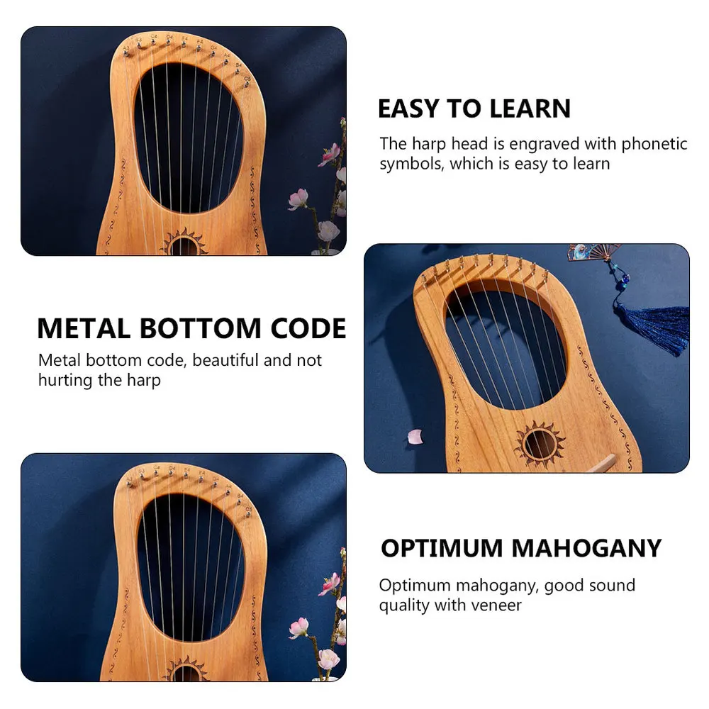 

1 Set Practical Lyre Musical Instrument with Tuning Wrench Picks Spare String