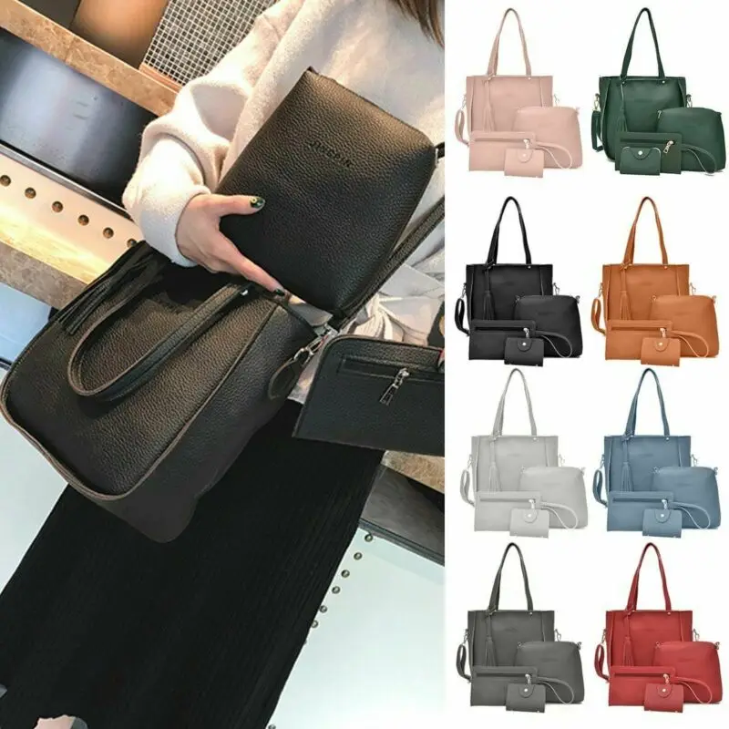 9 цветов Дропшиппинг 4 шт. Набор сумок для женщин из искусственной кожи PU Сумка на плечо из четырех частей, изображение матери один.