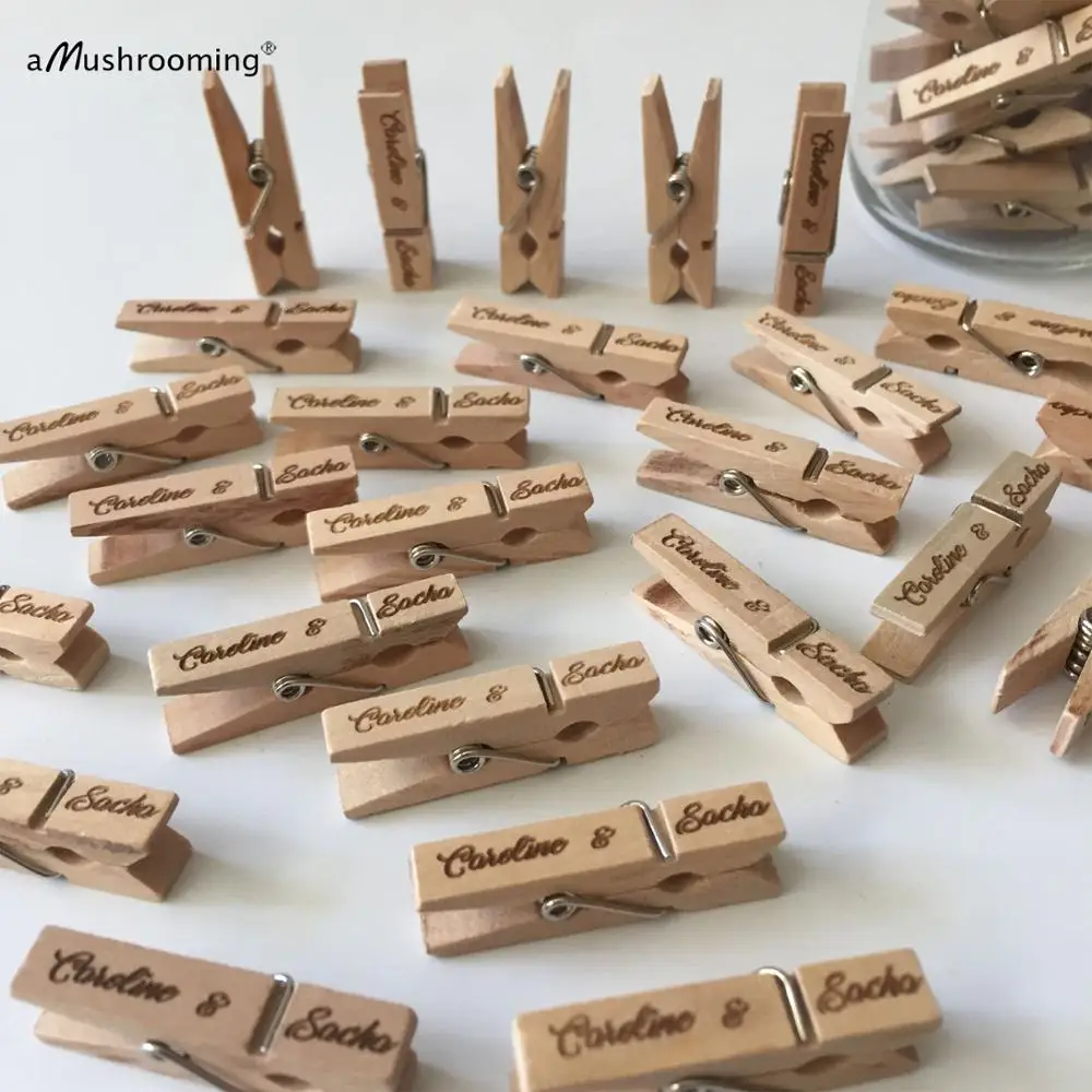 Индивидуальные мини-прищепки для одежды с лазерной гравировкой Деревянные