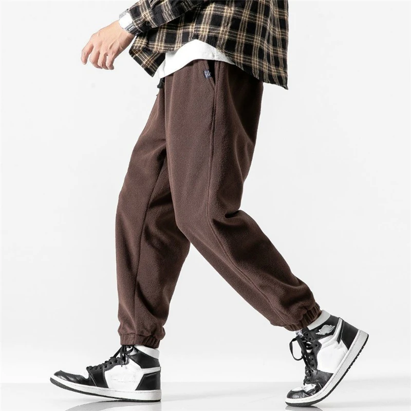 Fashion Men Harem Pants 2021 Spring Warm Fleece Trousers Japanese Style Outdoor Jogger Sport Male Loose Pants Pantaloni Da Uomo blue harem pants