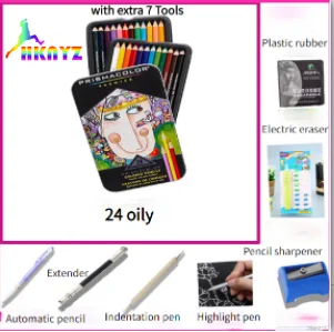 

Призма Цвет Premier Цветные карандаши мягкий сердечник 24 Цвет художественный фон для фотосъемок с удобном карандаше, профессиональный рисунок...