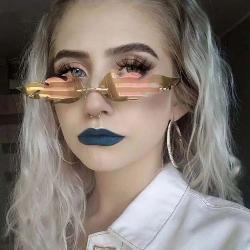 Винтажные солнечные очки без оправы женские металлические солнцезащитные в