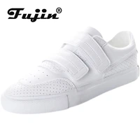 fujin 2022 spring autumn women flat shoes white hook loop casual shoes soft leather women sneakers shoes breathable comfy