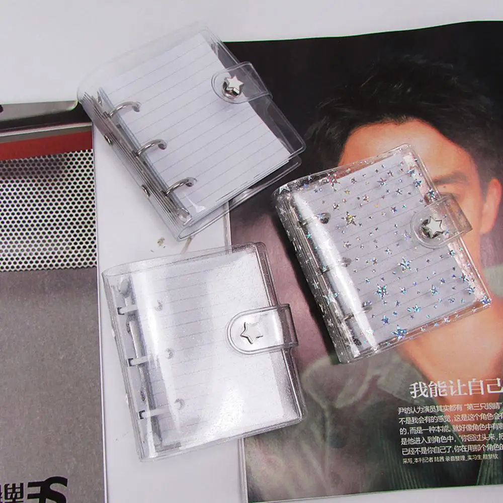 Прозрачный 3 отверстия мини ПВХ с отрывными листами Тетрадь блокнот лист в виде